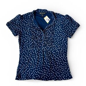 INC International Concepts Blue Polka Dot Blouse